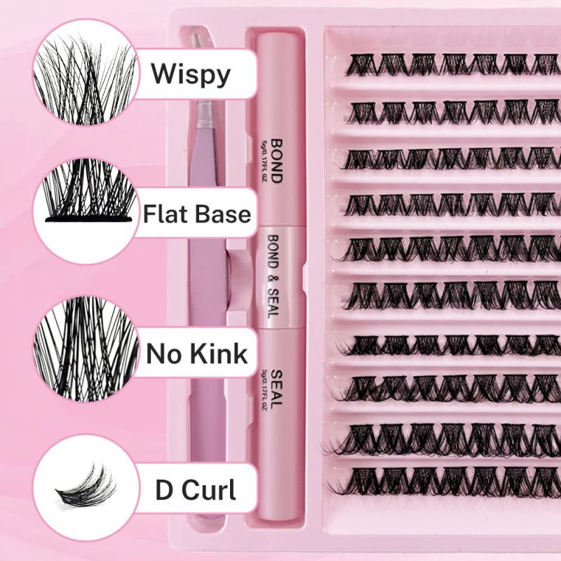 Women Large-Capacity Segmented Thick Self-Grafting Single-Cluster False Eyelash Set