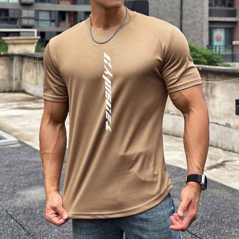 Men Casual Basic Sport Alphabet Print Short Sleeve Round Neck T-Shirt