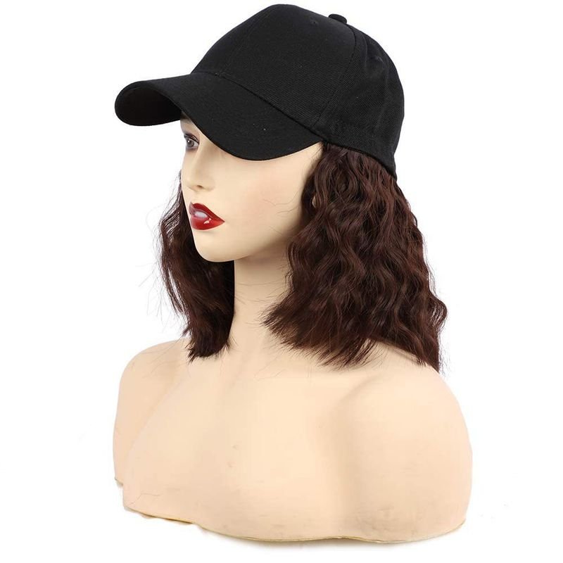 Women Fashion Sunshade Cap Wig Integrated Baseball Cap Fluffy Breathable Wig