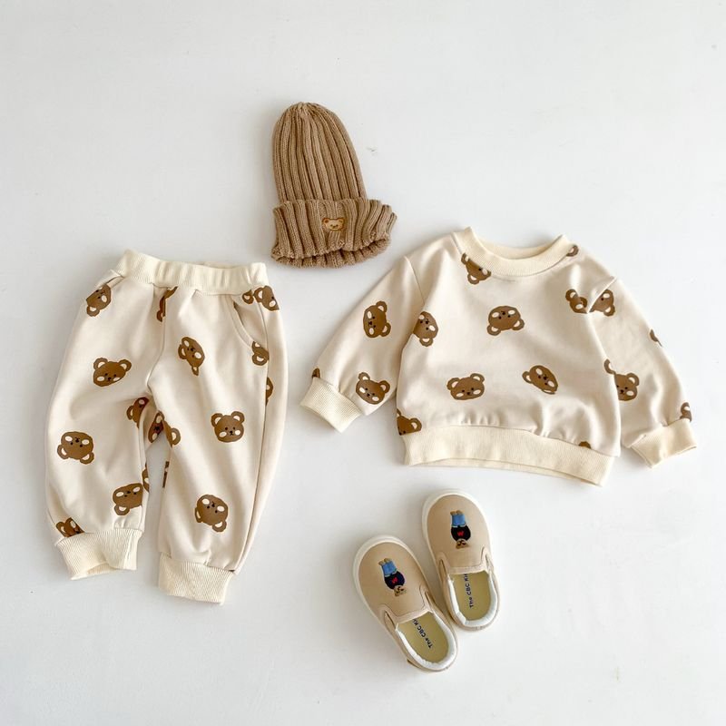 Kids Baby Boys Girls Casual Cute Cartoon Long Sleeve Sweatshirts Trousers Sets