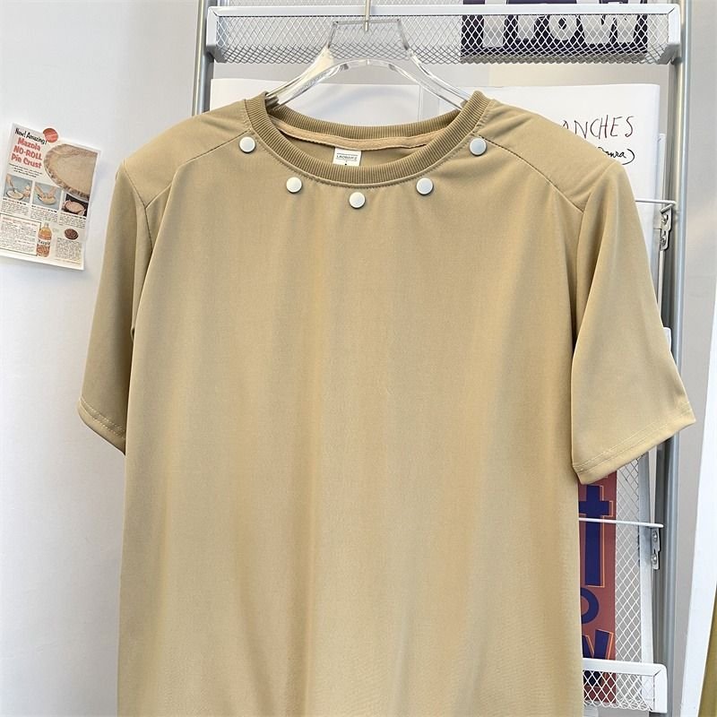 Men Fashion Casual Basic Solid Color Short Sleeve Round Neck T-Shirt