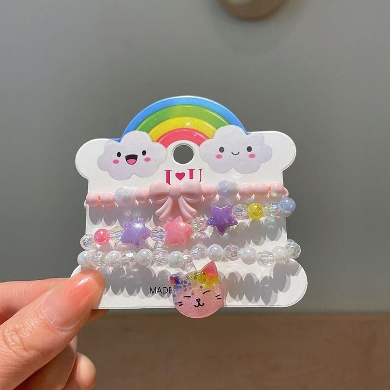 Kids Girls Cute Sweet Cartoon Acrylic Bracelet Set