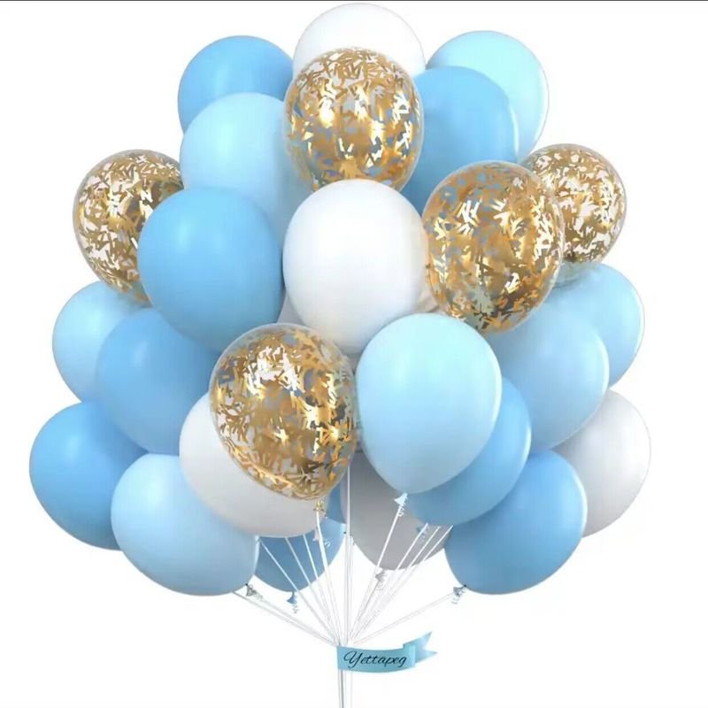 12 Inch Gold Long Sequins Confetti Balloon Set
