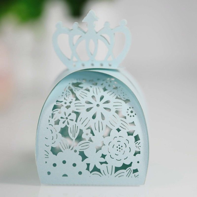 Simple Creative Laser Hollow Floral Crown Wedding Candy Packaging Box