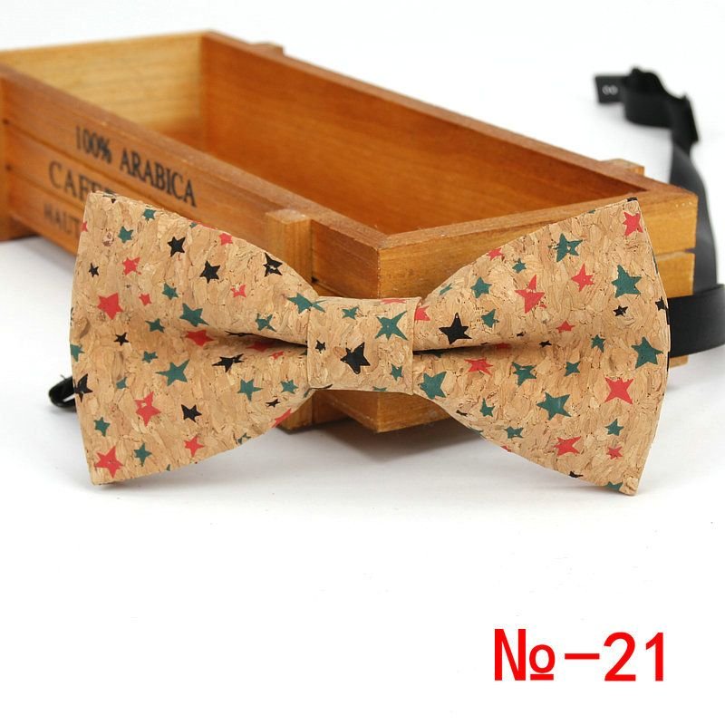 Men Retro Striped and Plaid Printed Cork Suit Bow Tie