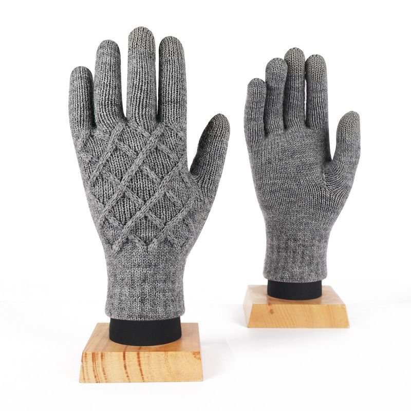 Autumn And Winter Women Fashion Pineapple Flower Single-Layer Five-Finger Warm Touch Screen Gloves