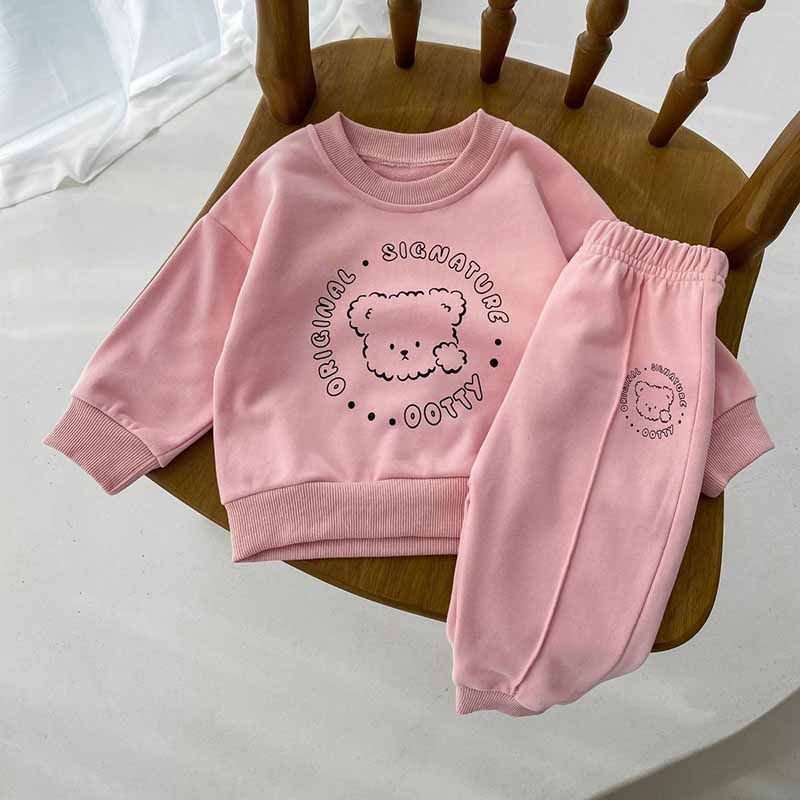 Kids Baby Boys Girls Casual Cute Cartoon Alphabet Print Long Sleeve Sweatshirts Trousers Sets