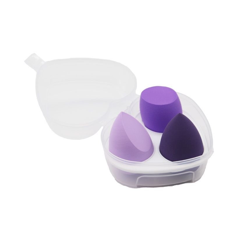 3Pcs/Set Water Drops Slanted Shape Non-Latex Puffs With Heart Pattern Box