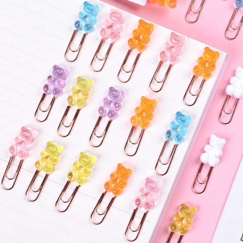 2pcs/set Creative Office Stationery Color Animal Cartoon Bear Paper Clips