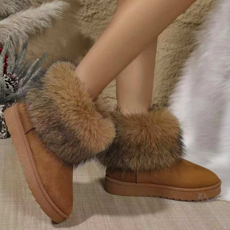 Autumn Winter Women Fashion Plus Size Fleece-Lined Warm Snow Boots