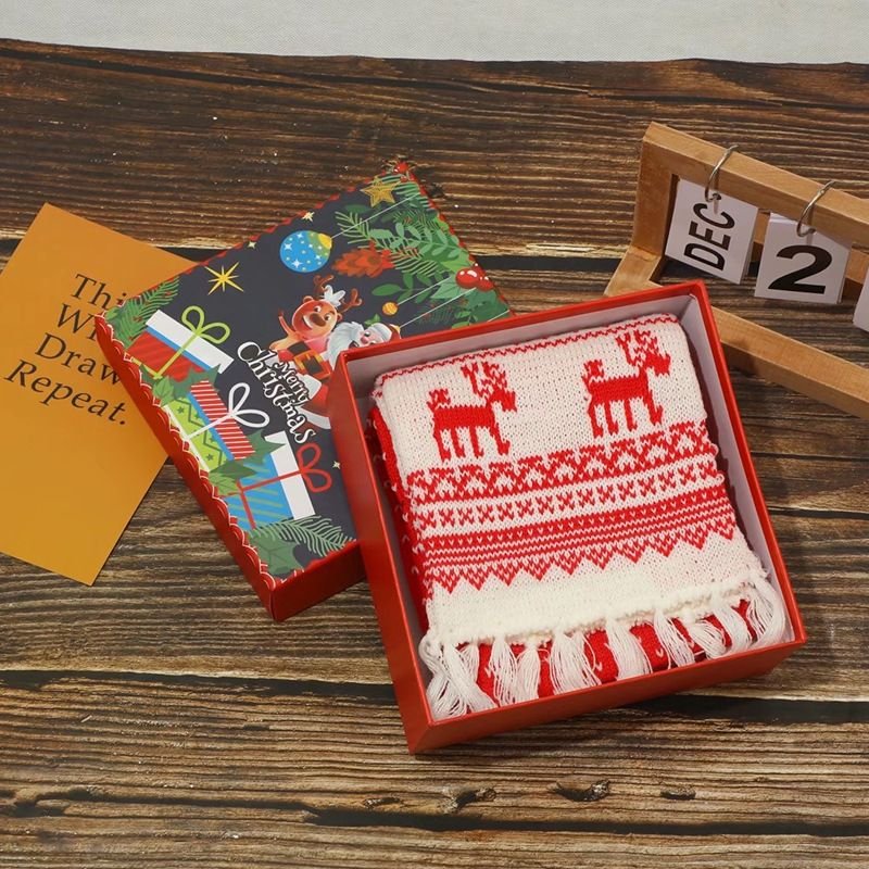Elk Scarf Christmas Gift Box Knitted Scarf