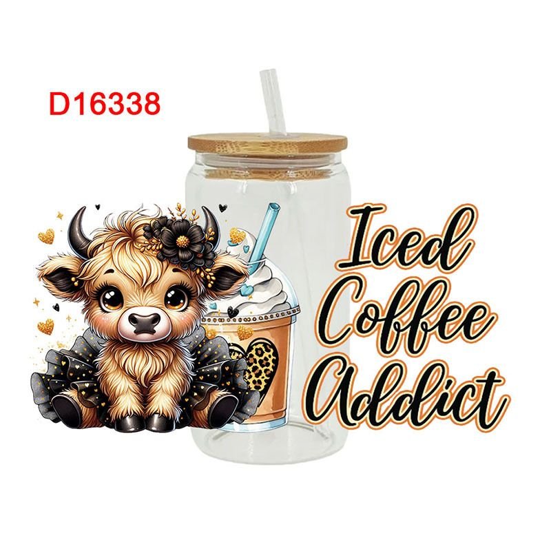 Cartoon Cute Letters Calf UV Transfer Glass Crystal Stickers