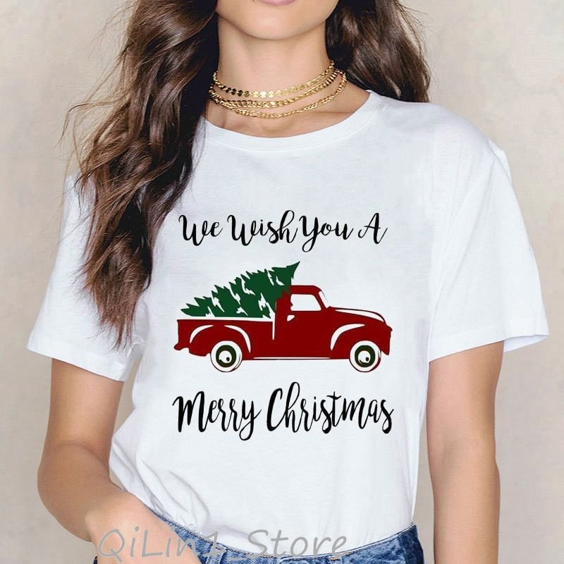 Merry Christmas Basic Women Short Sleeve Fashion Top T-Shirt