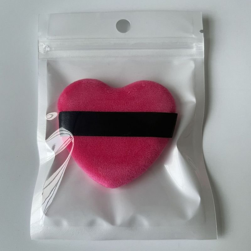 Fashion Women Simple Portable Heart-Shaped Set Makeup Black Velvet Puff