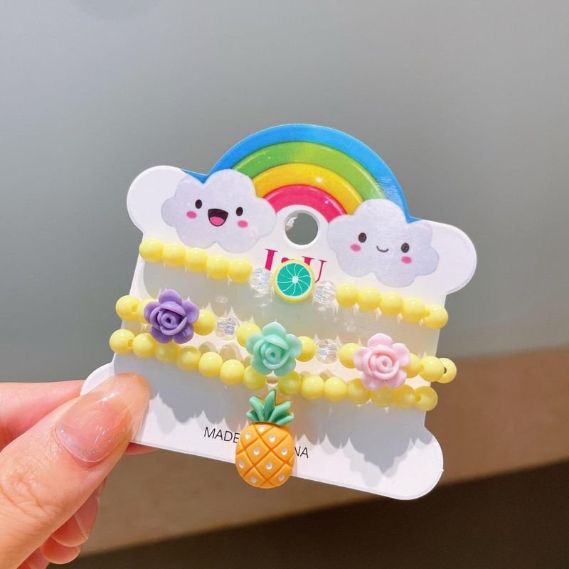 Kids Girls Cute Sweet Cartoon Acrylic Bracelet Set
