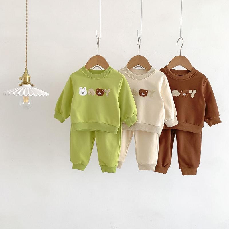 Kids Baby Boys Girls Casual Cute Cartoon Long Sleeve Sweatshirts Pants Sets
