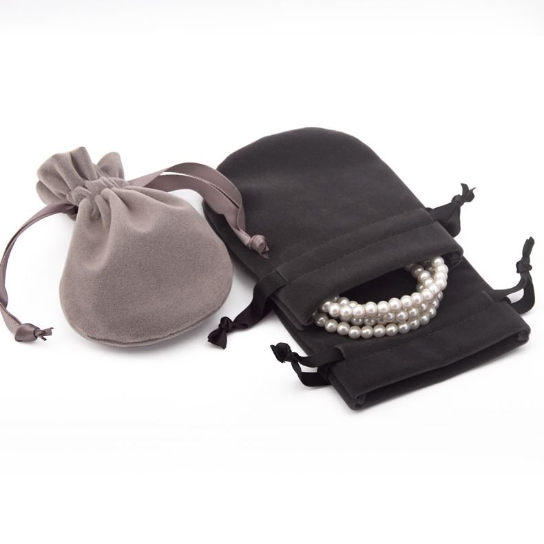 Fashion Solid Color Jewelry Packaging Drawstring Flannelette Bag