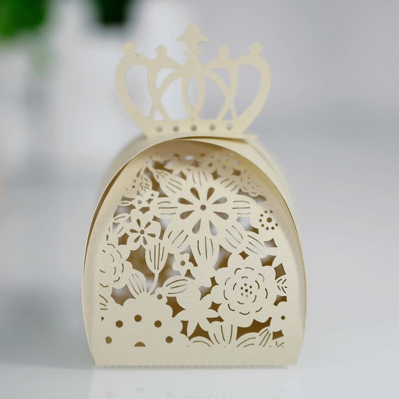 Simple Creative Laser Hollow Floral Crown Wedding Candy Packaging Box