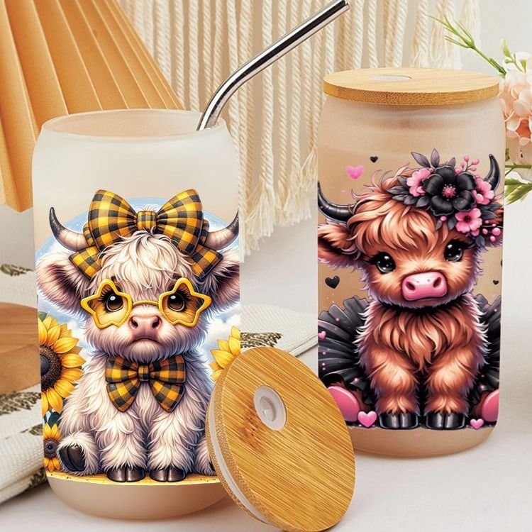 Cartoon Cute Letters Calf UV Transfer Glass Crystal Stickers