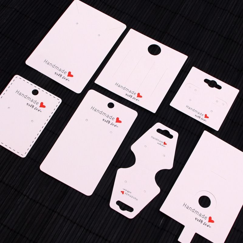 White Cardboard Earrings Necklace Display Jewelry Packaging Paper Card Tags