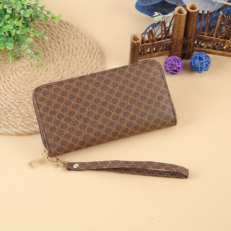 Women Fashion Geometric Printing Large Capacity Zipper Multi-Card Purses