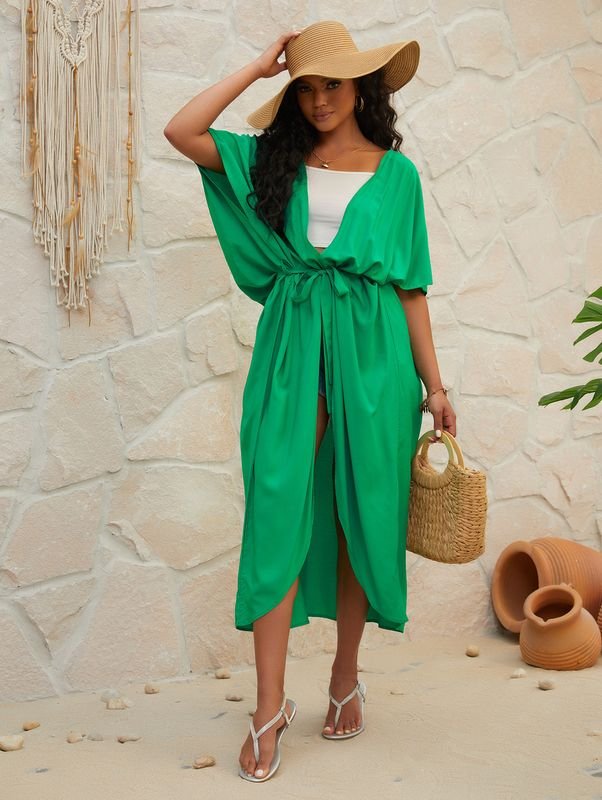 Summer Women Casual Solid Color Loose Bikini Swimwear Sun Protection Cover-Ups