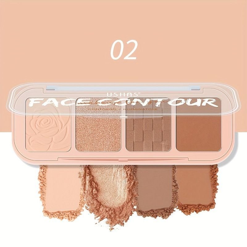 USHAS Women Simple Non-Easy To Faint Four-Color Cosmetic Concealer Powder Cake