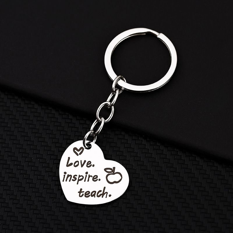 Simple Stainless Steel Heart-Shaped Keychain