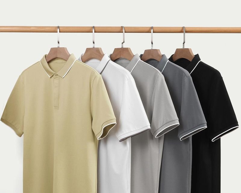 Men Simple Short-Sleeved Summer Stripe Contrast Lapel Polo Shirt Custom