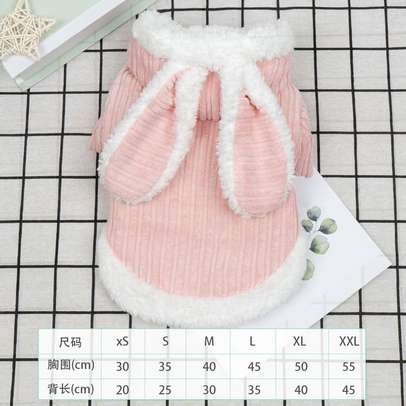 Autumn Winter Pet Dog Cat Thickened Fleece-Lined Rabbit Clothes