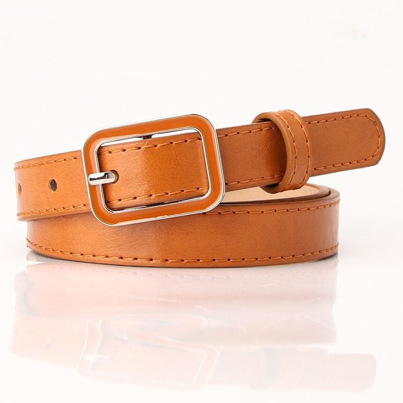 Women Fashion Oil Dropping Square Buckle Dress Decorative Belt