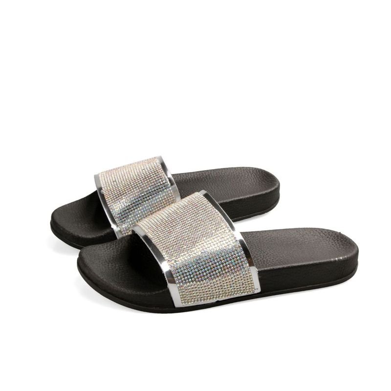 Women Fashion Rhinestone Flat Slippers