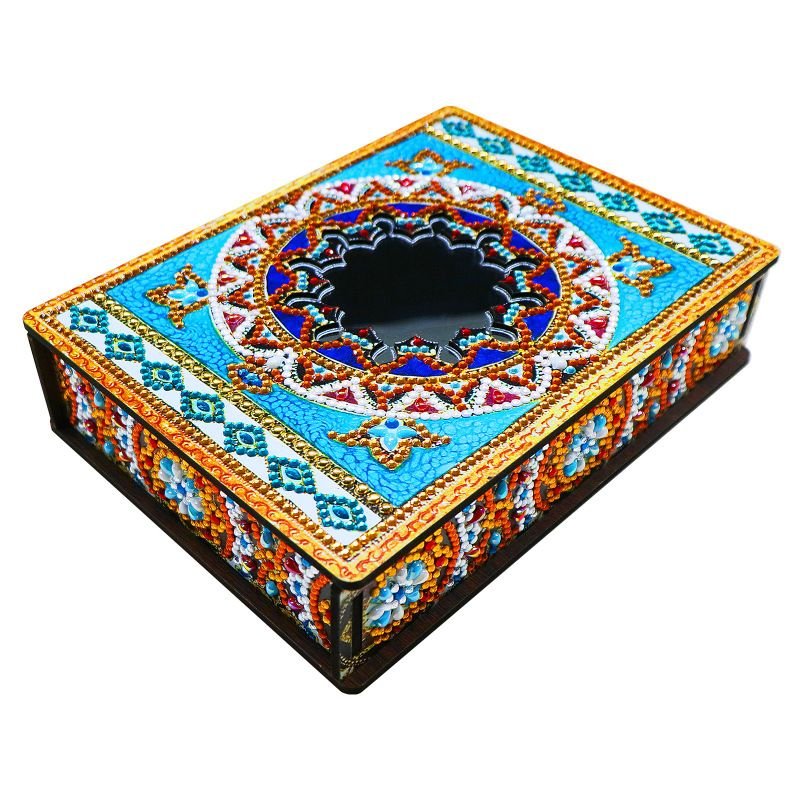 Handmade DIY Diamond Painting Crystal Diamond Mandala Pattern Storage Box With Mirror