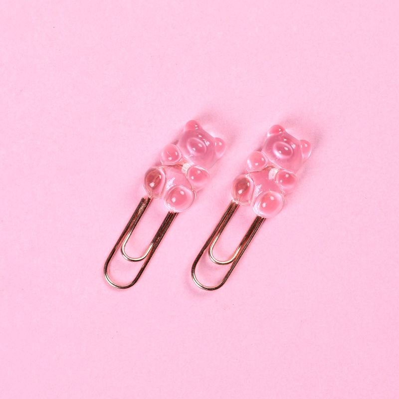 2pcs/set Creative Office Stationery Color Animal Cartoon Bear Paper Clips