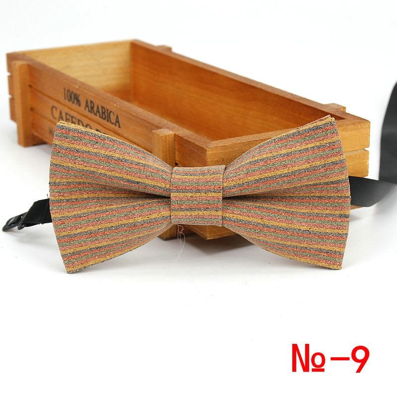 Men Retro Striped and Plaid Printed Cork Suit Bow Tie
