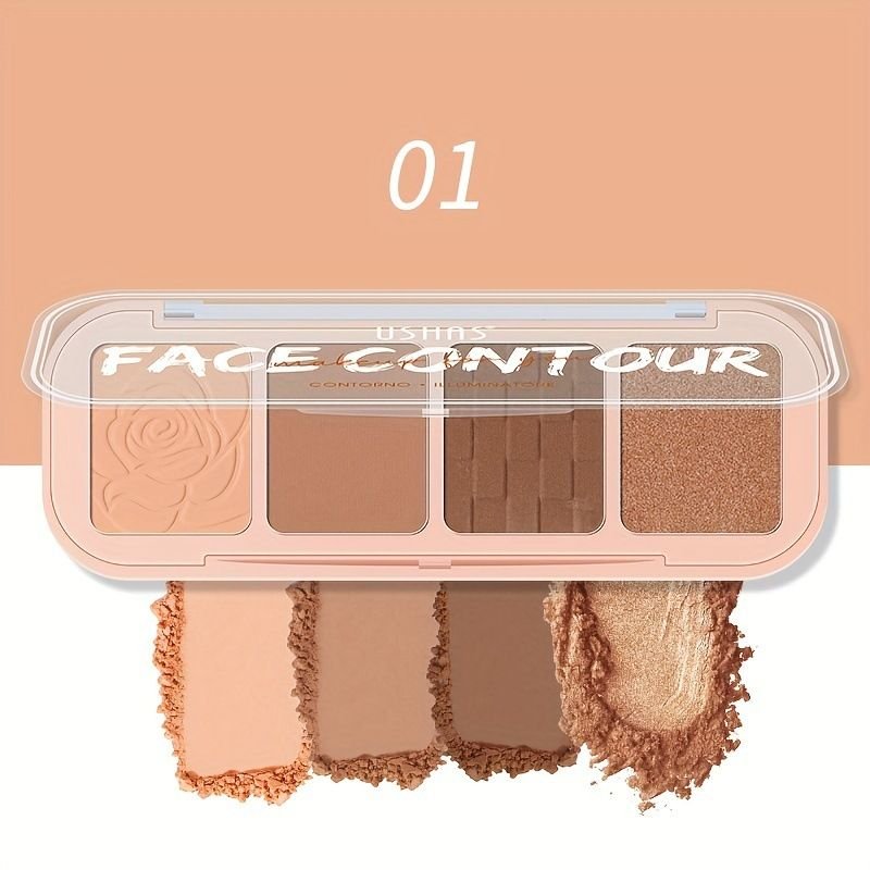 USHAS Women Simple Non-Easy To Faint Four-Color Cosmetic Concealer Powder Cake