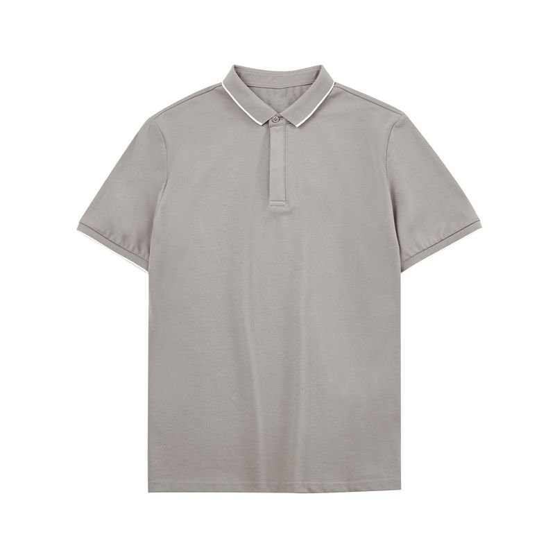 Men Simple Short-Sleeved Summer Stripe Contrast Lapel Polo Shirt Custom
