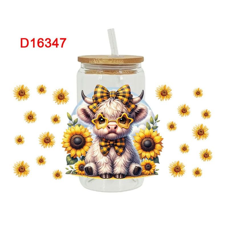 Cartoon Cute Letters Calf UV Transfer Glass Crystal Stickers