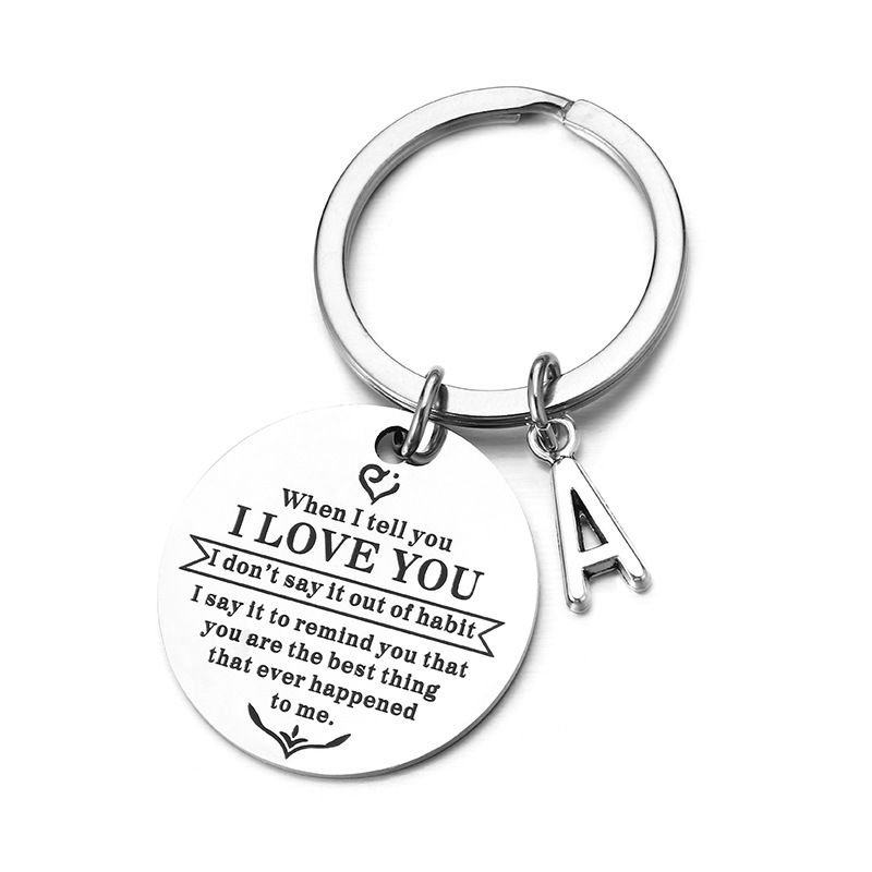 Simple Stainless Steel 26 Letter Keychain