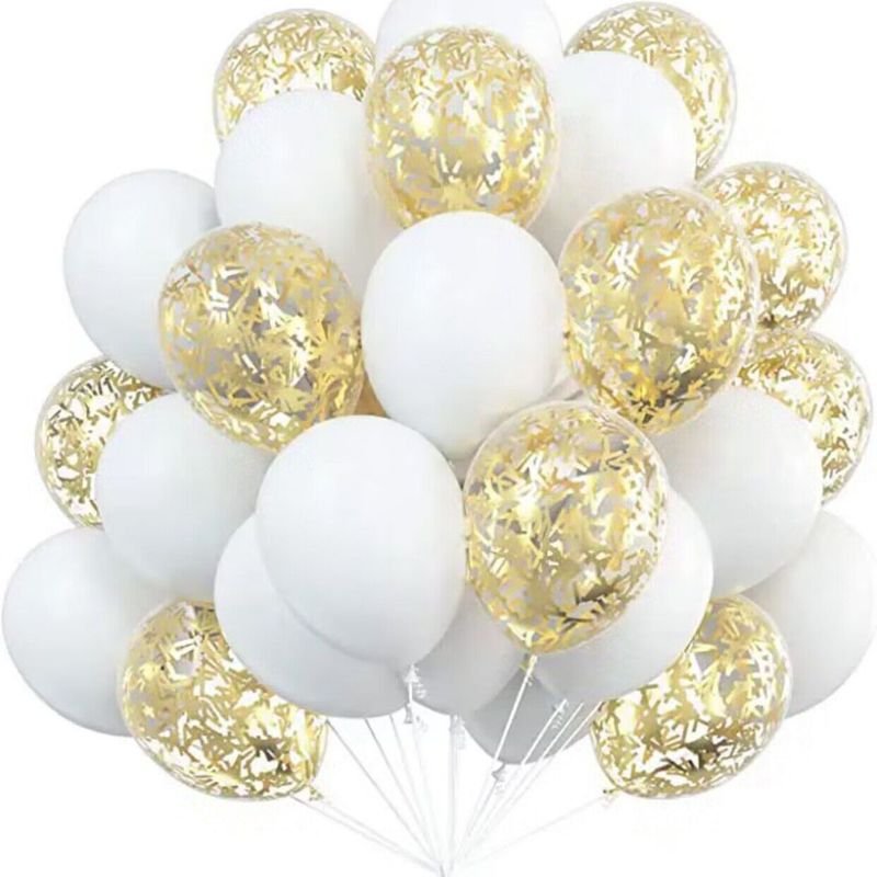 12 Inch Gold Long Sequins Confetti Balloon Set