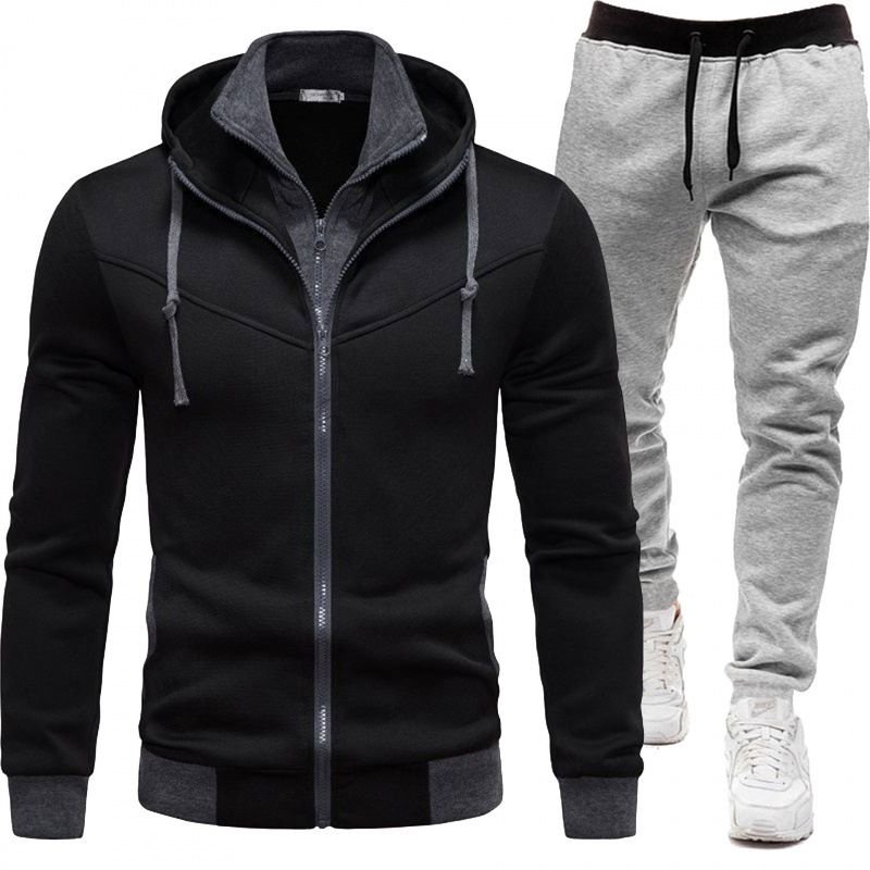 Men Spring Autumn Fashion Casual Sports Long Sleeve Hoodies Jogger Pants Sets