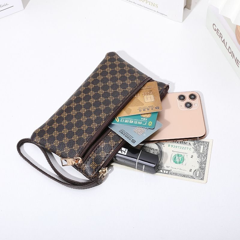 Women Fashion Old Flower Zipper Long Purses
