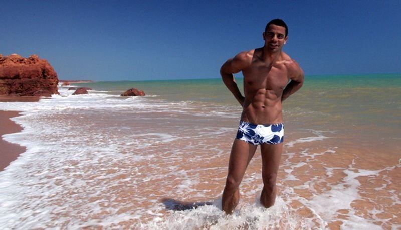Men Fashion Drawstring Floral Printing Surf Swimwear