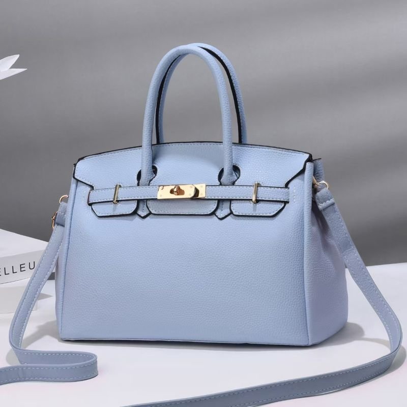 Women Fashion Bright Leather Crocodile-Print Large-Capacity Handle Shoulder Bag