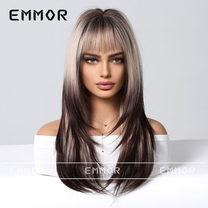 Women Fashion Gradient Long Curly Hair Wig