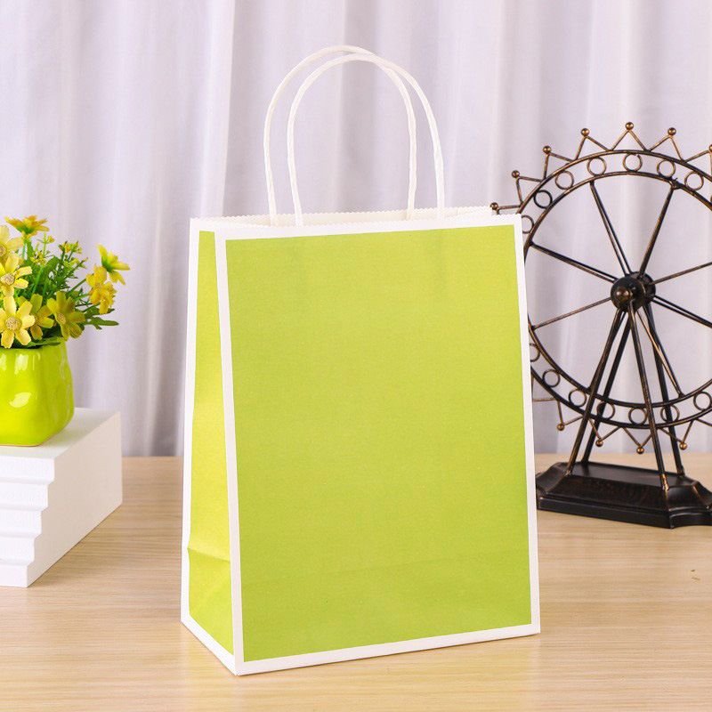 Simple Frame Contrast Color Packaging Paper Bag 50pcs/set
