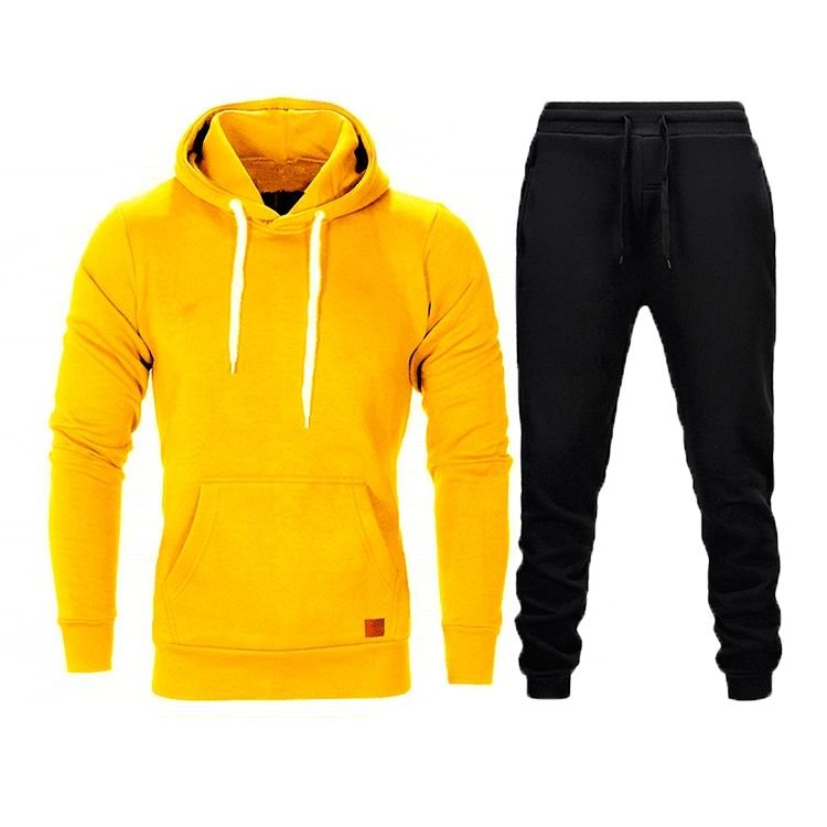 Men Casual Sports Basic Plus Size Long Sleeve Hoodies Trousers Sets