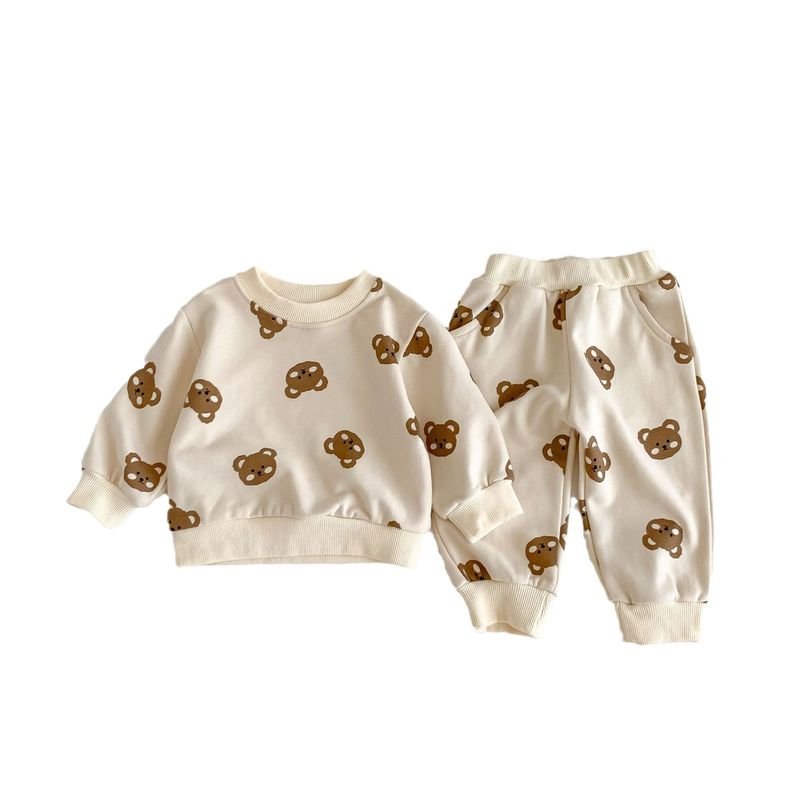 Kids Baby Boys Girls Casual Cute Cartoon Long Sleeve Sweatshirts Trousers Sets
