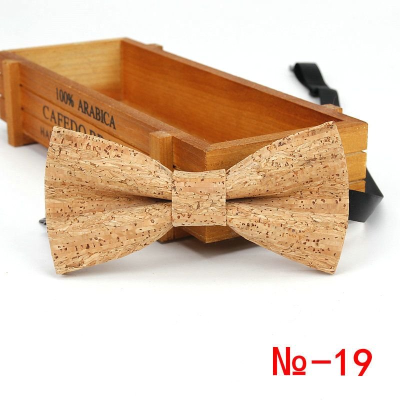 Men Retro Striped and Plaid Printed Cork Suit Bow Tie