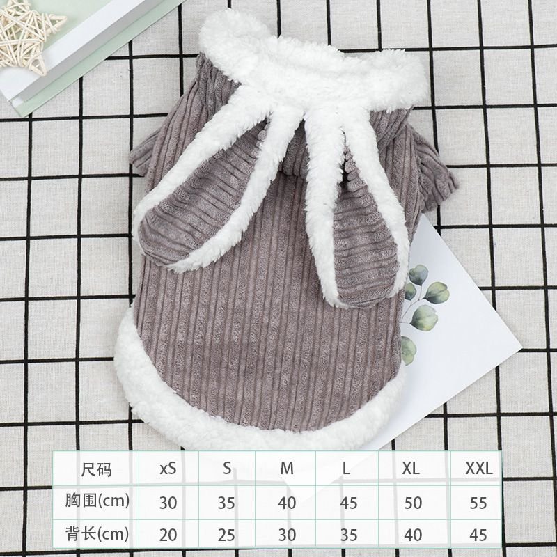 Autumn Winter Pet Dog Cat Thickened Fleece-Lined Rabbit Clothes